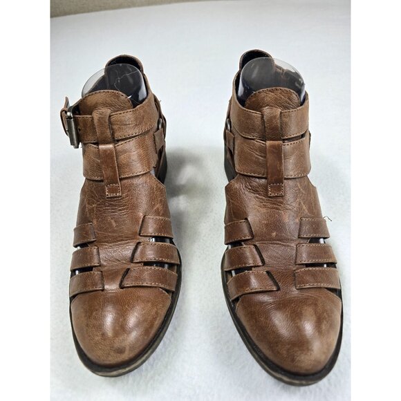 Treasure & Bond Womens Size 6.5 Faux Leather Strappy Ankle Boots Stacked Heel - Picture 2 of 7